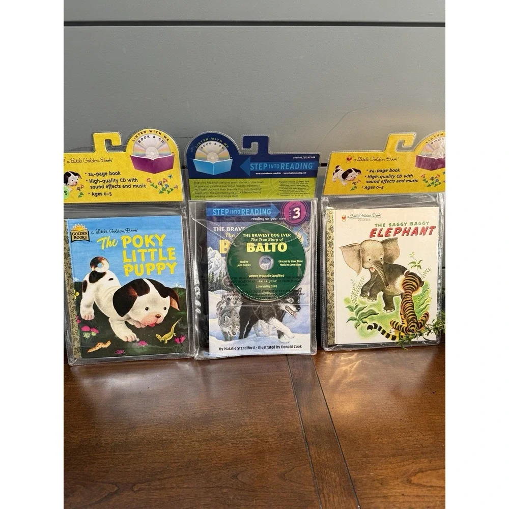 A Little Golden Book & CD Lot Of 3 Classics: Saggy Elephant, Balto, Poky Puppy